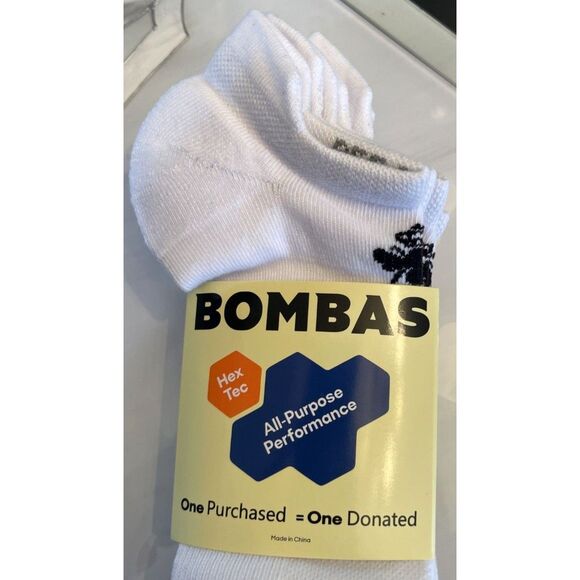Bombas 4 Pair Pack All Purpose Performance Socks Large White Ankle Midweight NEW - Picture 4 of 7